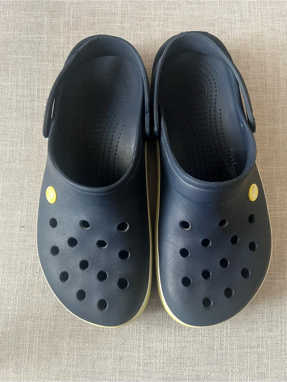 CROCS Crocband Navy Clogs w/strap, men’s 10, lightweight casual